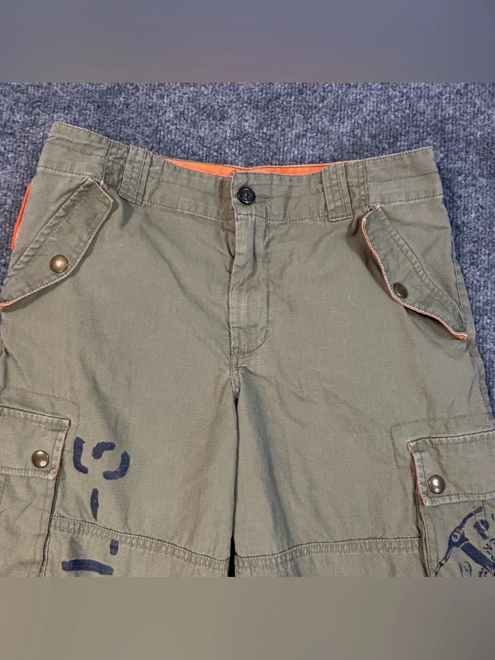 Polo Ralph Lauren Boys 12 Cargo Shorts Green Ripstop Mountain Div RL-65 Patch